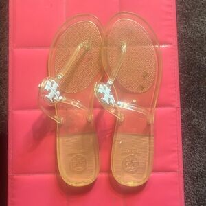 Tory Burch Mini Miller Plastic Jelly Gel Flat Thong Sandal Flipflop Clear Size 8